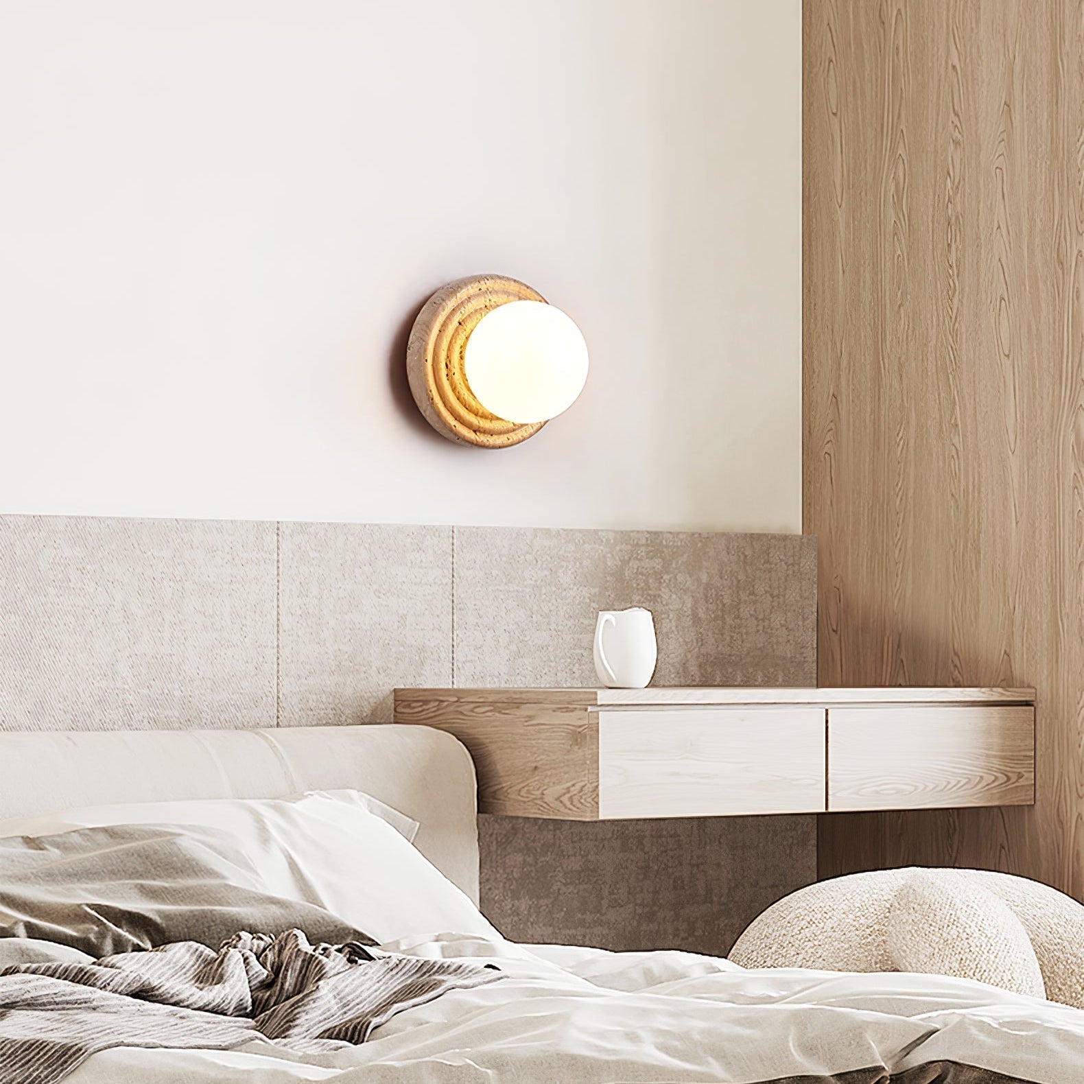 Valuella Travertine Globe Wall Lamp / Ceiling Light