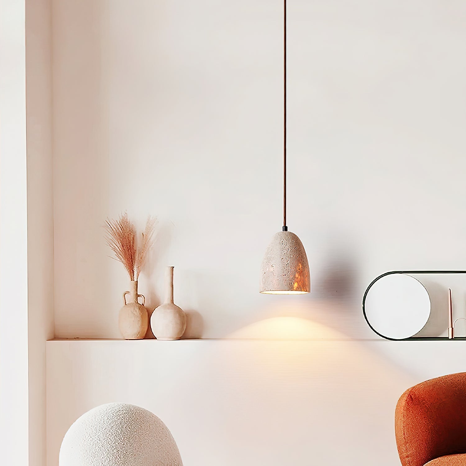 Evtheira Conical Travertine Pendant Light - Neutral Decor