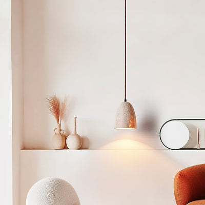 Evtheira Conical Travertine Pendant Light - Neutral Decor