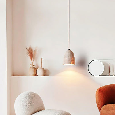 Evtheira Conical Travertine Pendant Light - Neutral Decor