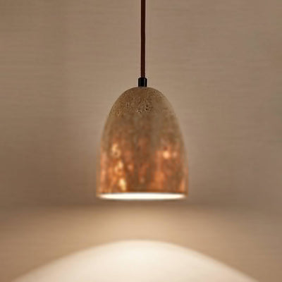 Evtheira Conical Travertine Pendant Light - Neutral Decor