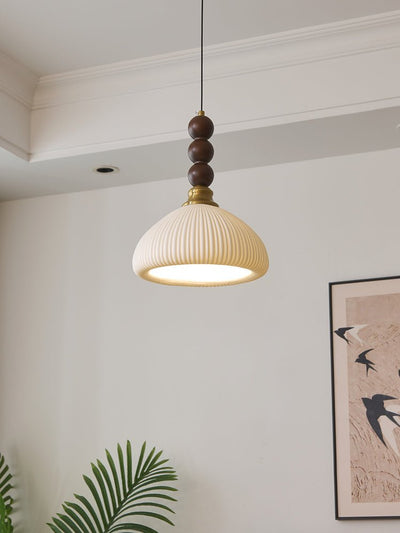 Avshaara Traditional Elegance Vintage Fabric Wood Pendant Light