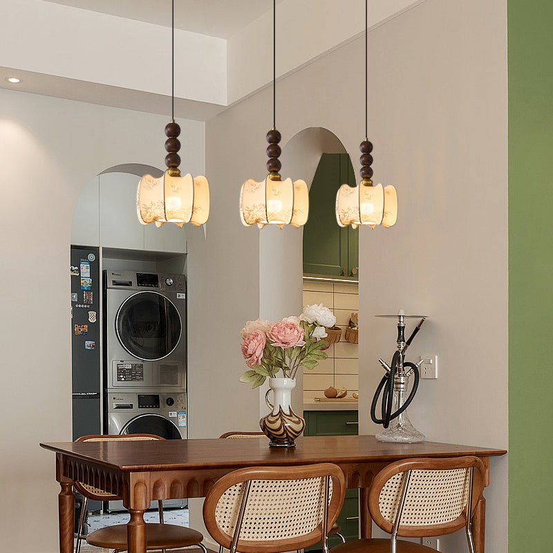 Avshaara Traditional Elegance Vintage Fabric Wood Pendant Light