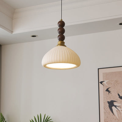 Avshaara Traditional Elegance Vintage Fabric Wood Pendant Light