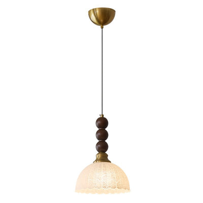 Avshaara Traditional Elegance Vintage Fabric Wood Pendant Light