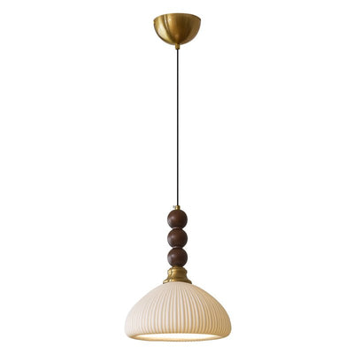 Avshaara Traditional Elegance Vintage Fabric Wood Pendant Light