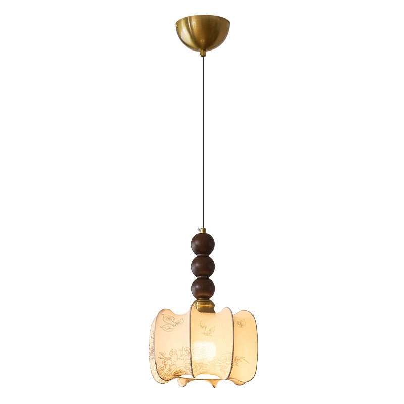Avshaara Traditional Elegance Vintage Fabric Wood Pendant Light