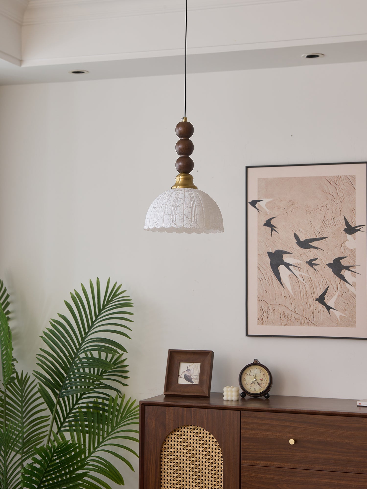 Avshaara Traditional Elegance Vintage Fabric Wood Pendant Light