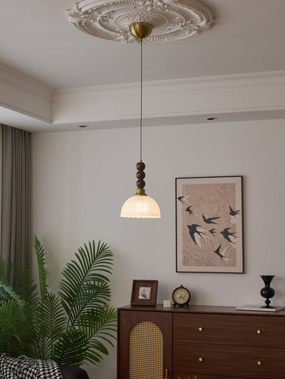 Avshaara Traditional Elegance Vintage Fabric Wood Pendant Light