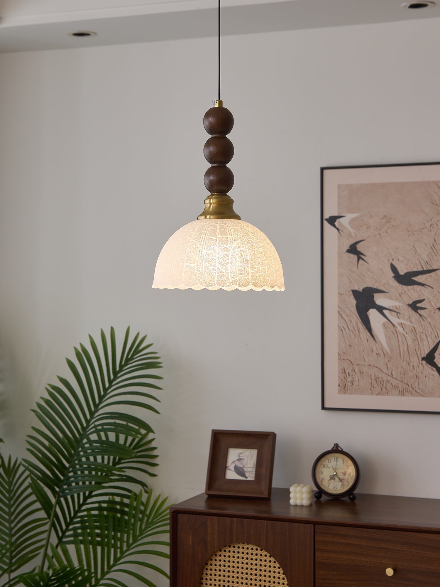 Avshaara Traditional Elegance Vintage Fabric Wood Pendant Light