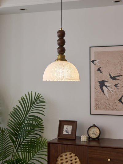 Avshaara Traditional Elegance Vintage Fabric Wood Pendant Light
