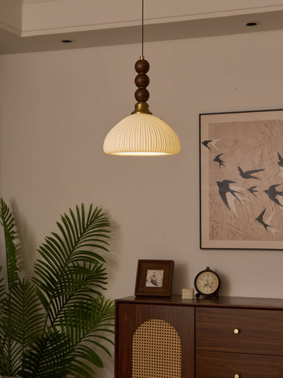 Avshaara Traditional Elegance Vintage Fabric Wood Pendant Light