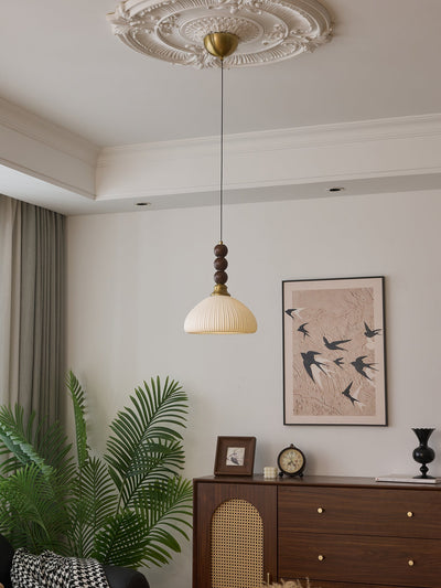 Avshaara Traditional Elegance Vintage Fabric Wood Pendant Light