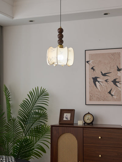 Avshaara Traditional Elegance Vintage Fabric Wood Pendant Light
