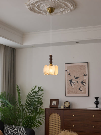 Avshaara Traditional Elegance Vintage Fabric Wood Pendant Light