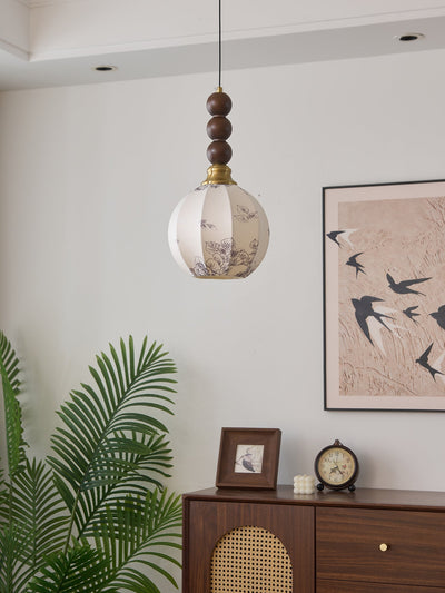 Avshaara Traditional Elegance Vintage Fabric Wood Pendant Light