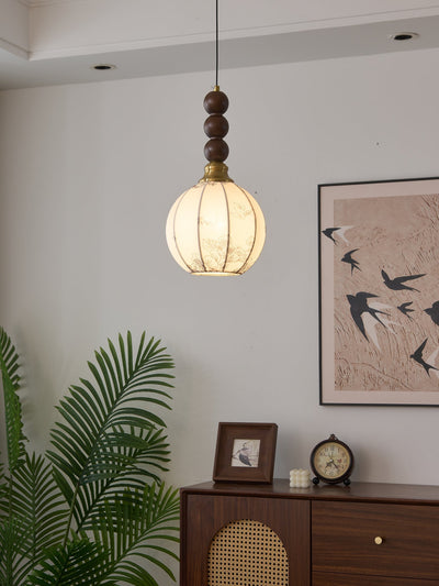 Avshaara Traditional Elegance Vintage Fabric Wood Pendant Light
