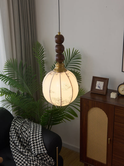 Avshaara Traditional Elegance Vintage Fabric Wood Pendant Light