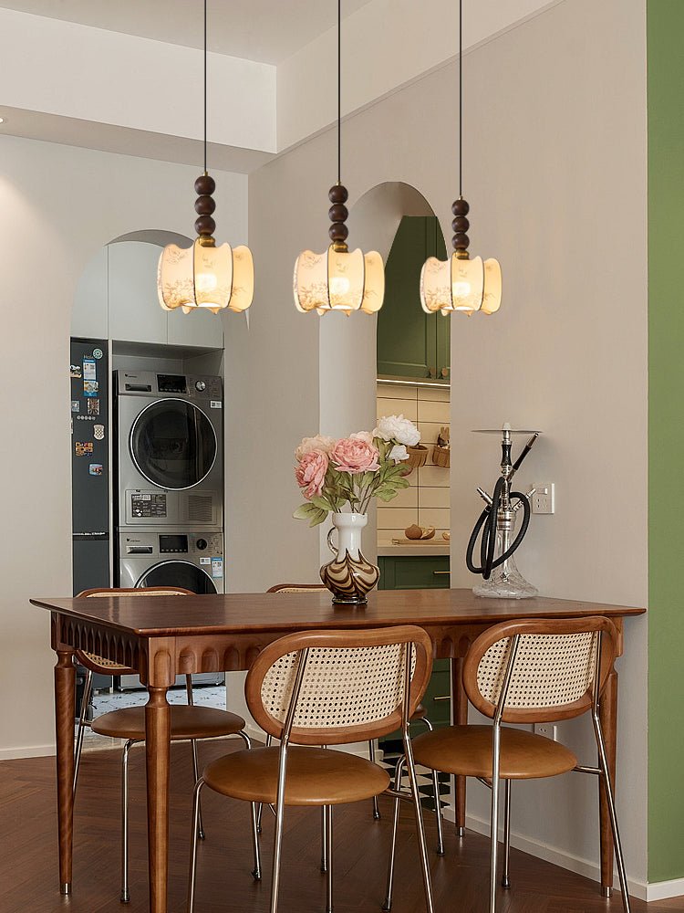 Avshaara Traditional Elegance Vintage Fabric Wood Pendant Light