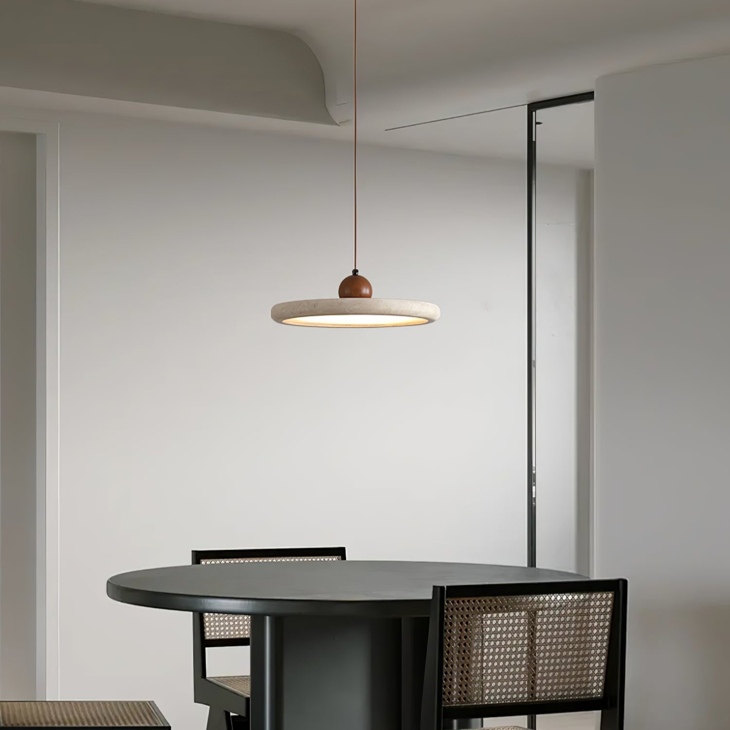 Valaielle Disc Sphere Travertine Pendant Light