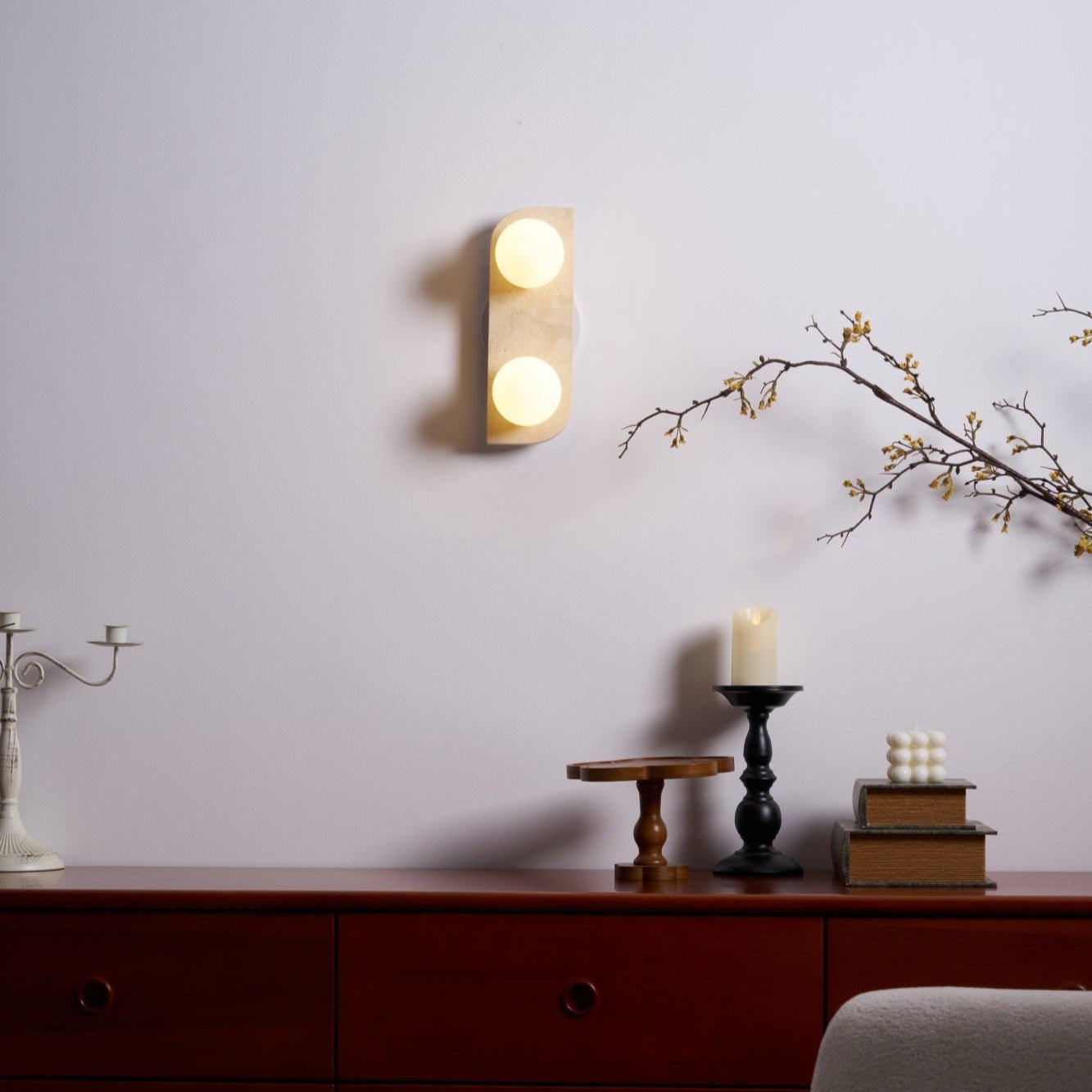 Serearia Minimalist Travertine Plug-In Wall Light