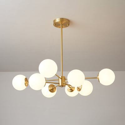 Velirora Chandelier Elysium Brass Frosted Glass Orbs