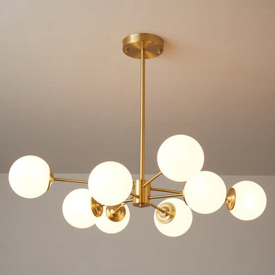 Velirora Chandelier Elysium Brass Frosted Glass Orbs