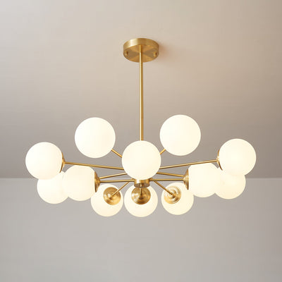 Velirora Chandelier Elysium Brass Frosted Glass Orbs