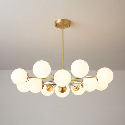 Velirora Chandelier Elysium Brass Frosted Glass Orbs