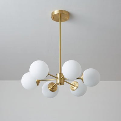 Velirora Chandelier Elysium Brass Frosted Glass Orbs