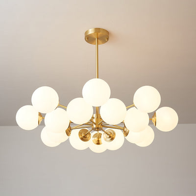 Velirora Chandelier Elysium Brass Frosted Glass Orbs