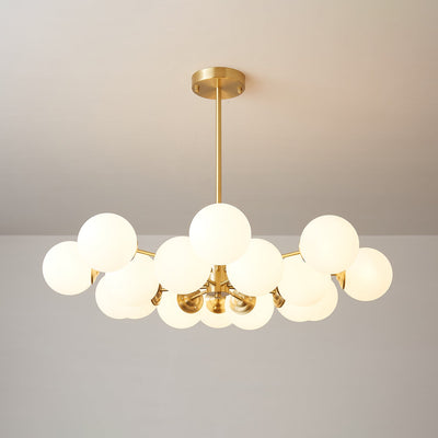 Velirora Chandelier Elysium Brass Frosted Glass Orbs