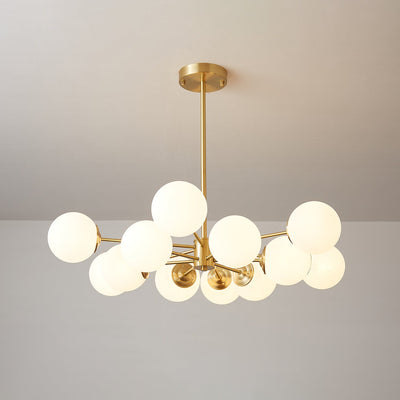 Velirora Chandelier Elysium Brass Frosted Glass Orbs