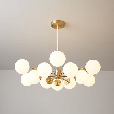 Velirora Chandelier Elysium Brass Frosted Glass Orbs