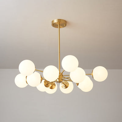 Velirora Chandelier Elysium Brass Frosted Glass Orbs