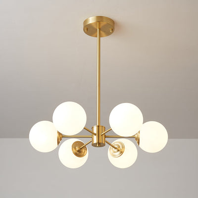 Velirora Chandelier Elysium Brass Frosted Glass Orbs