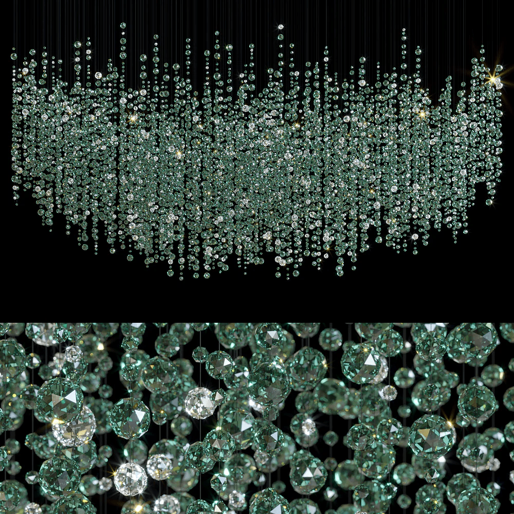 Rainfall Crystal Emerald Green Clear Customize Chandelier