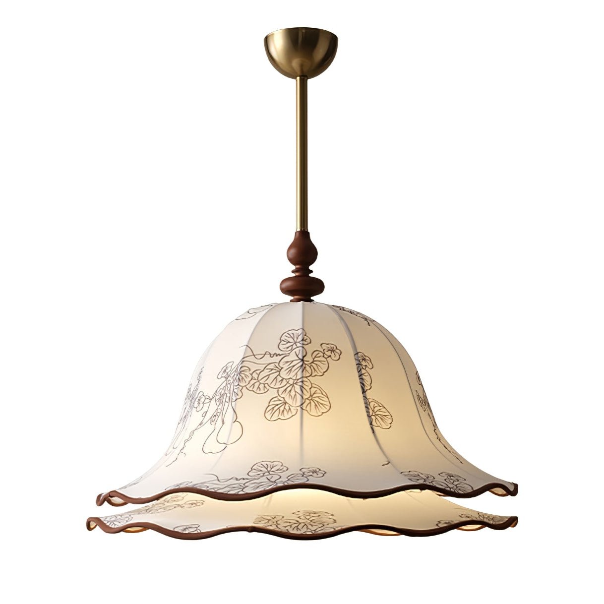 Ilsilis Traditional Elegance Floral Fabric Wood Pendant Lamp