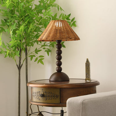 Auroran Wood & Rattan Table Lamp