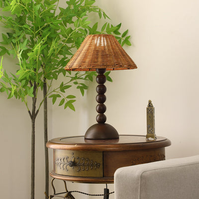 Auroran Wood & Rattan Table Lamp