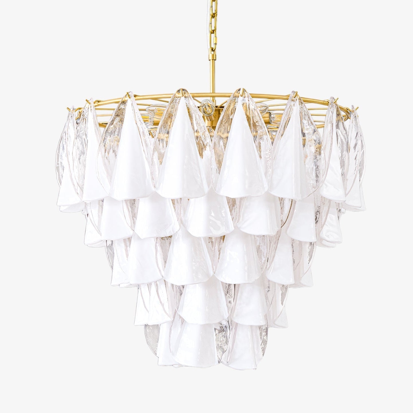Eiririel Chandelier White Leaf Glass Layered Modern