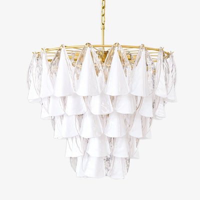 Eiririel Chandelier White Leaf Glass Layered Modern