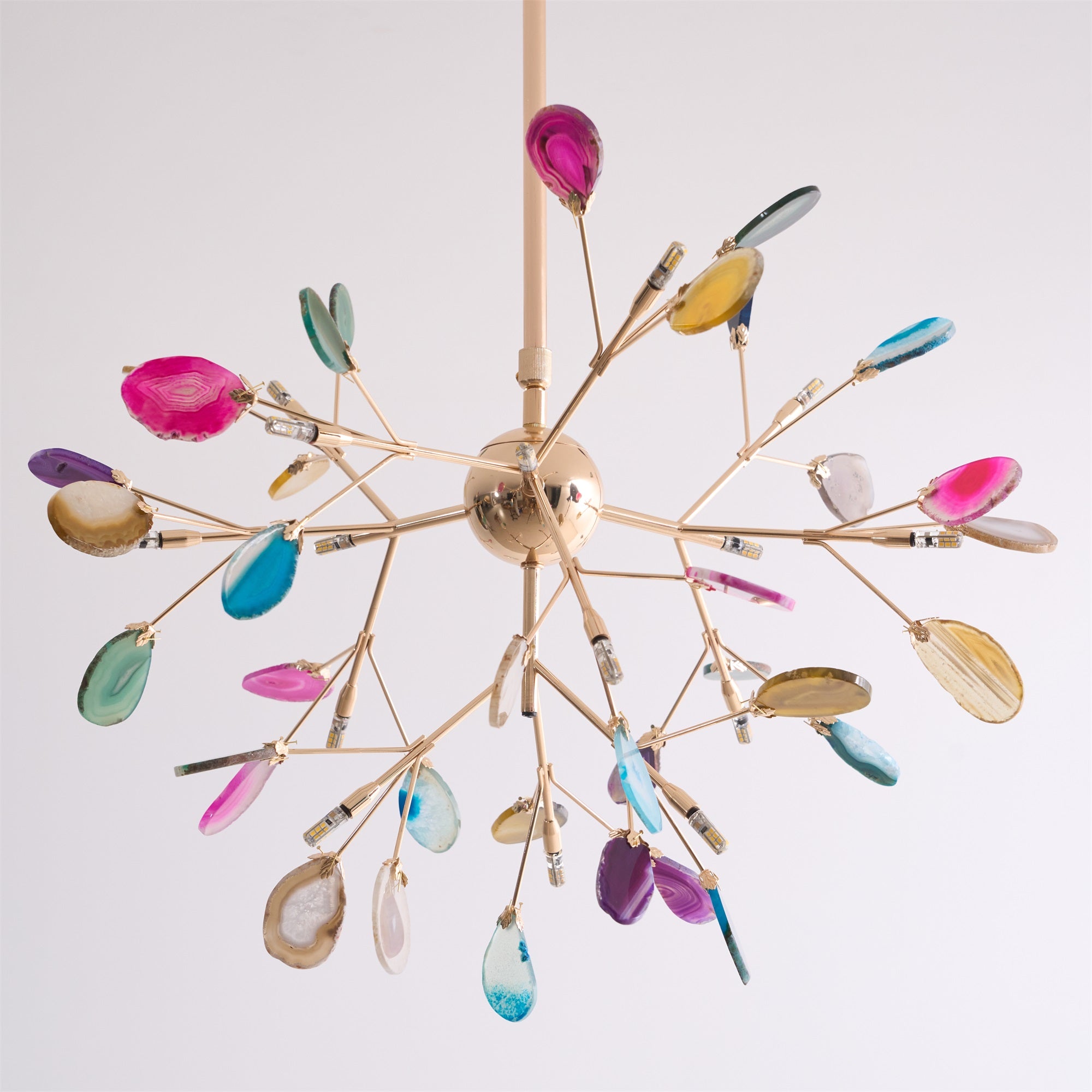 Ulenor Chandelier Colorful Leaf Gilded Arms
