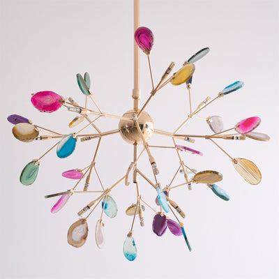 Ulenor Chandelier Colorful Leaf Gilded Arms
