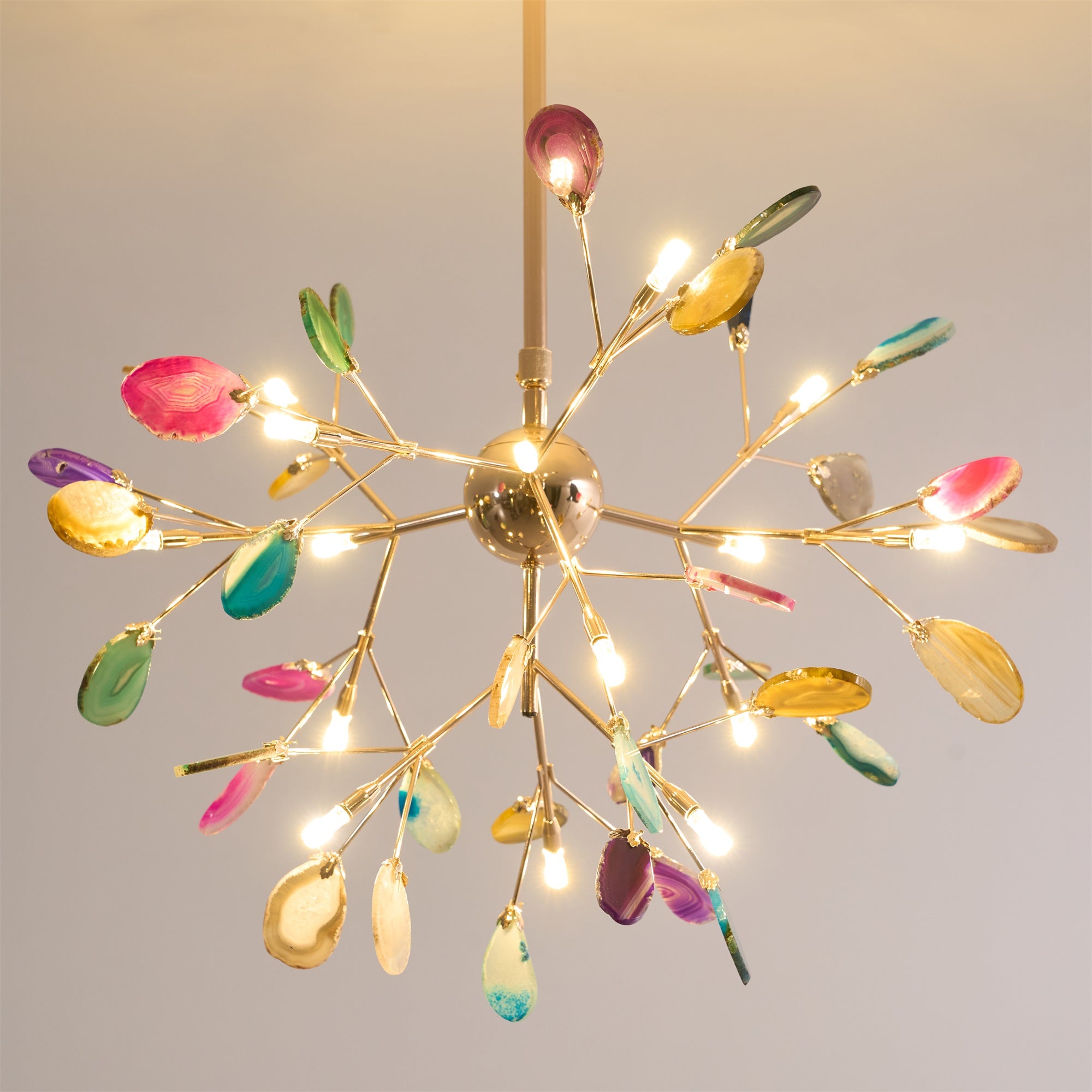 Ulenor Chandelier Colorful Leaf Gilded Arms