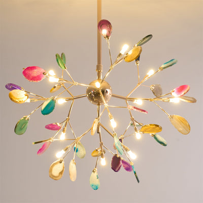 Ulenor Chandelier Colorful Leaf Gilded Arms