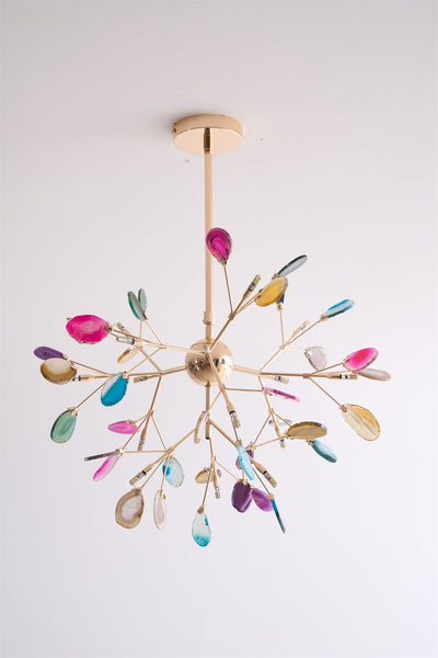 Ulenor Chandelier Colorful Leaf Gilded Arms