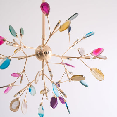 Ulenor Chandelier Colorful Leaf Gilded Arms