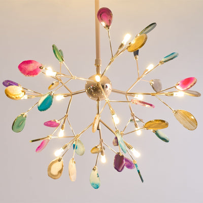 Ulenor Chandelier Colorful Leaf Gilded Arms
