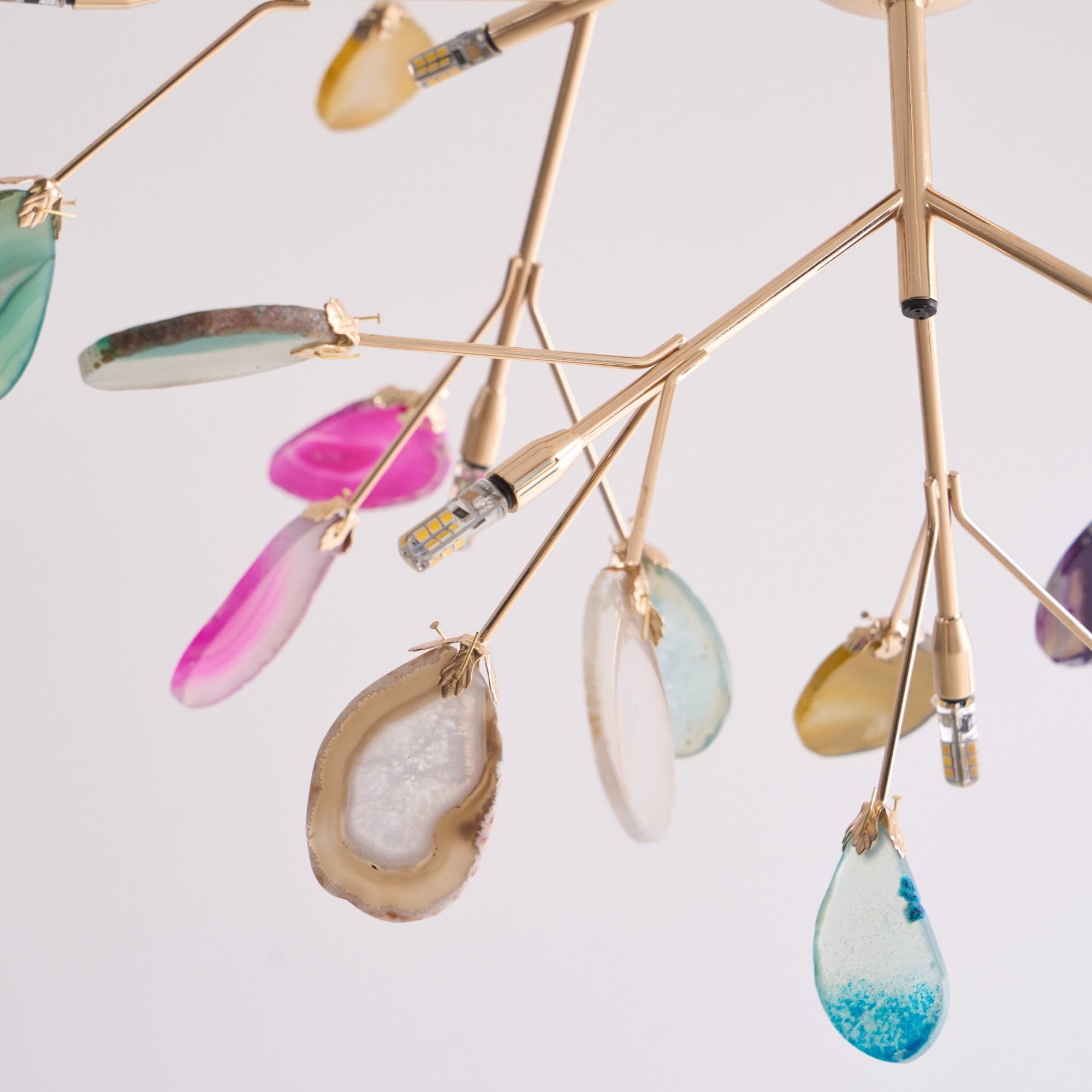 Ulenor Chandelier Colorful Leaf Gilded Arms
